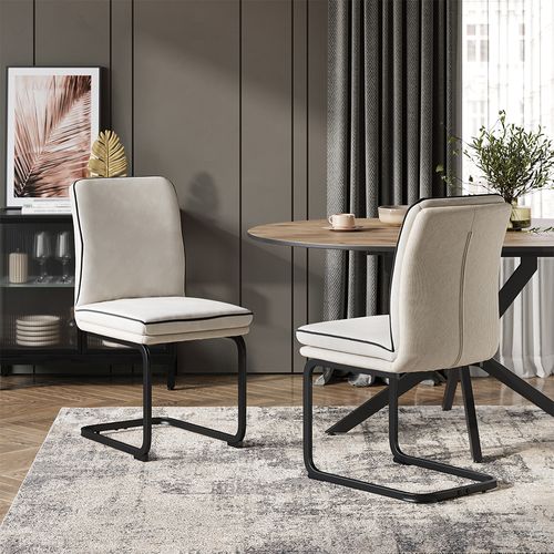 Chaise Cantilever Eleganza 53206 Beige Lot De 2