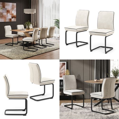 Chaise Cantilever Eleganza 53206 Beige Lot De 2