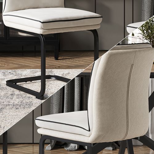 Chaise Cantilever Eleganza 53211 Beige Lot De 4