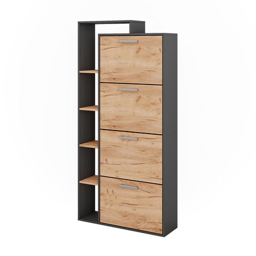 Le Basculeur à Chaussures Orlando 53241 Chêne Doré/anthracite 80x166.1cm Avec 4 Compartiments