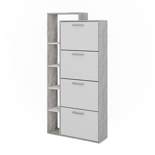 Le Basculeur à Chaussures Orlando 53243 Blanc/béton 80x166.1cm Avec 4 Compartiments