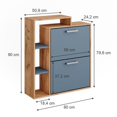 Basculeur à Chaussures Orlando 53249 Chêne Doré/bleu 80x90cm
