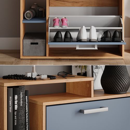 Basculeur à Chaussures Orlando 53249 Chêne Doré/bleu 80x90cm