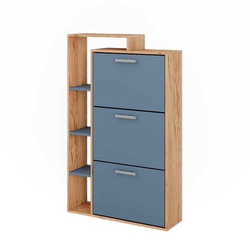 Vestiaire Orlando, Chêne Doré/bleu, 80x128.3cm Avec 3 Compartiments