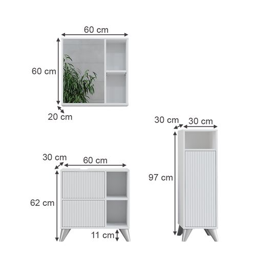 Ensemble De Meubles De Salle De Bains Leano 53255 Blanc 3 Pièces