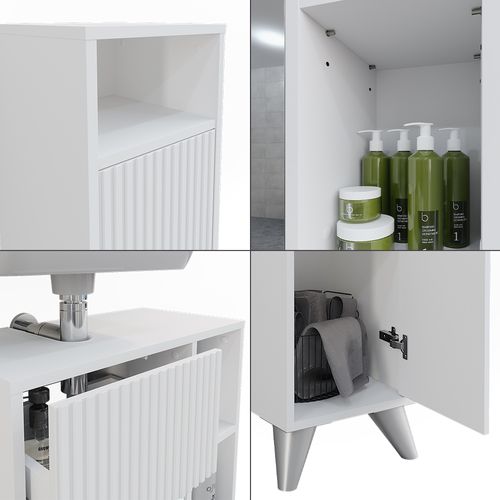 Ensemble De Meubles De Salle De Bains Leano 53255 Blanc 3 Pièces