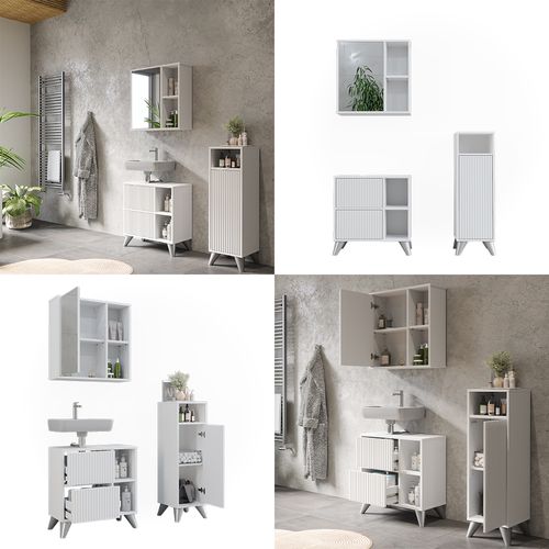 Ensemble De Meubles De Salle De Bains Leano 53255 Blanc 3 Pièces