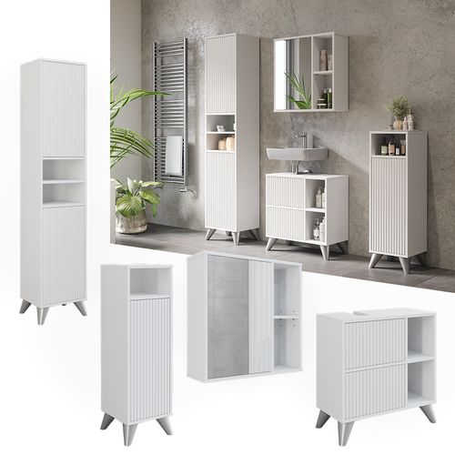 Meubles Bain Leano 53257 Blanc Set De 4 Pièces