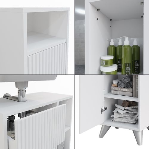 Meubles Bain Leano 53257 Blanc Set De 4 Pièces