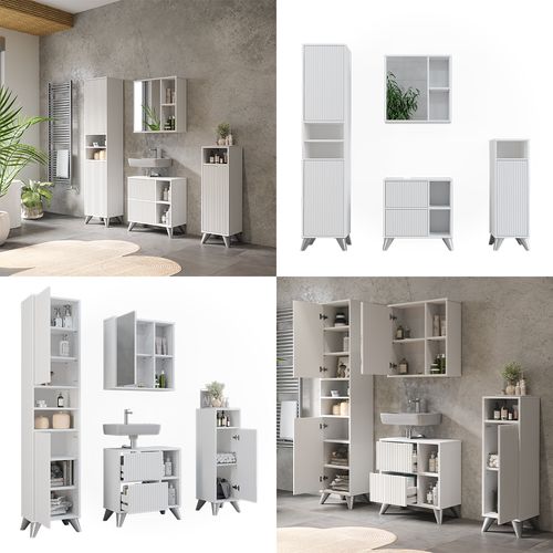 Meubles Bain Leano 53257 Blanc Set De 4 Pièces