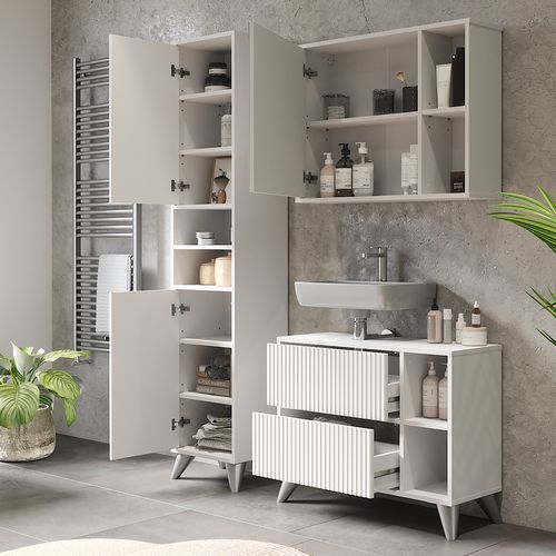 Ensemble De Meubles De Salle De Bains Leano 53260 Blanc 80 Cm, Set 3