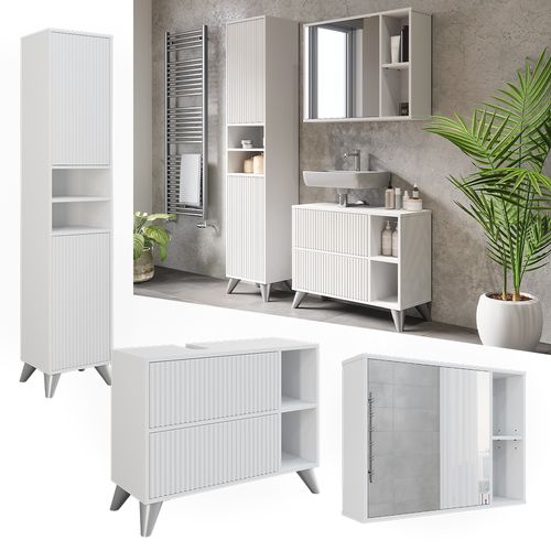 Ensemble De Meubles De Salle De Bains Leano 53260 Blanc 80 Cm, Set 3