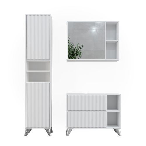 Ensemble De Meubles De Salle De Bains Leano 53260 Blanc 80 Cm, Set 3