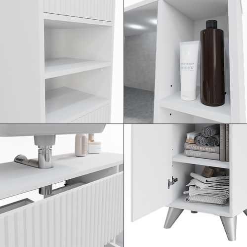 Ensemble De Meubles De Salle De Bains Leano 53260 Blanc 80 Cm, Set 3