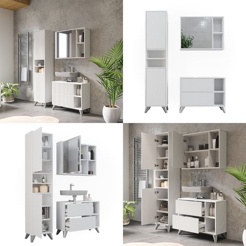 Ensemble De Meubles De Salle De Bains Leano 53260 Blanc 80 Cm, Set 3