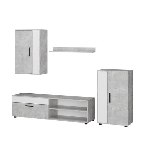 Meuble Mural Berno 53282 Béton Set, 4 Pièces