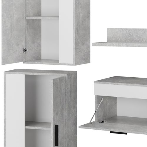 Meuble Mural Berno 53282 Béton Set, 4 Pièces