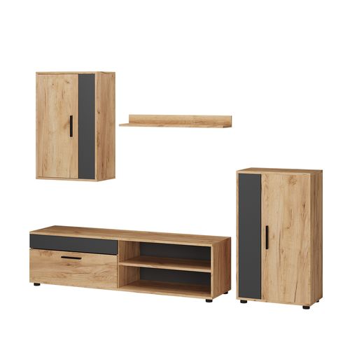 Meuble Mural Berno 53283 Chêne De Force Doré Set, 4 Pièces
