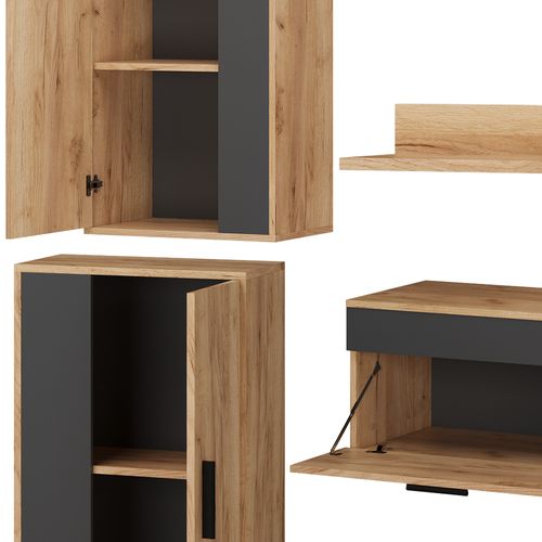 Meuble Mural Berno 53283 Chêne De Force Doré Set, 4 Pièces