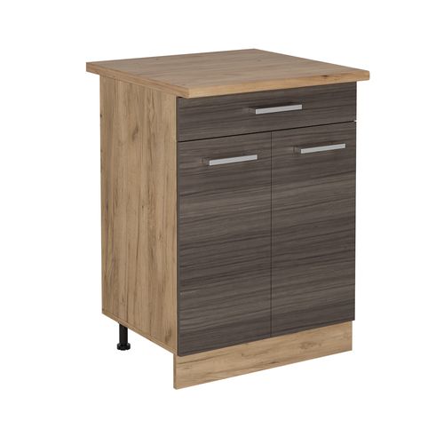 Meuble Cuisine R-line 53316 Gris Noble 60cm Avec Tiroir, Pt Chêne
