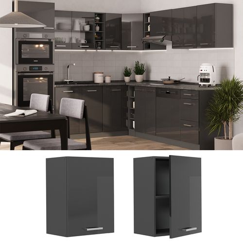 Elément Haut De Cuisine R-line 53338 Anthracite Haute Brillance 45cm
