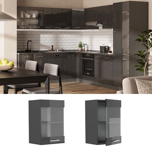 Armoire En Verre R-line 53369 Anthracite Haute Brillance 40cm