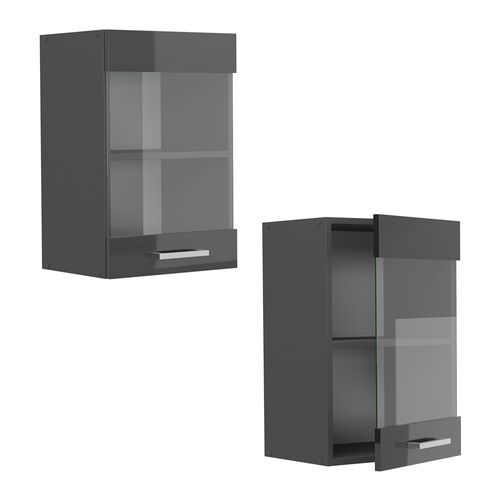 Armoire En Verre R-line 53369 Anthracite Haute Brillance 40cm
