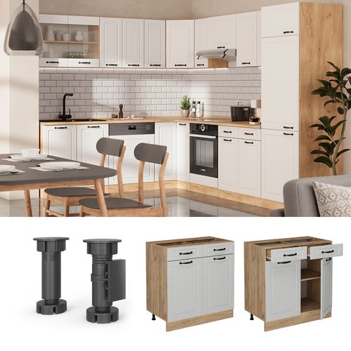 Meuble Cuisine R-line 53377 Blanc Campagne 80cm Sans Pt