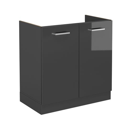 Meuble Bas Sous-évier R-line 53425 Anthracite Haute Brillance 80cm Sans Pt