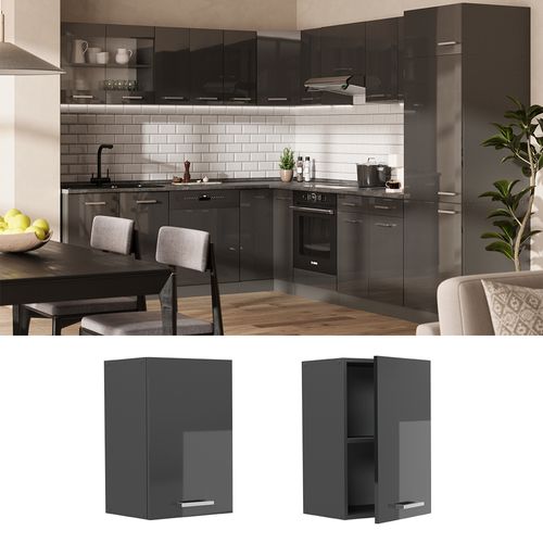 Elément Haut De Cuisine R-line 53429 Anthracite Haute Brillance 40cm