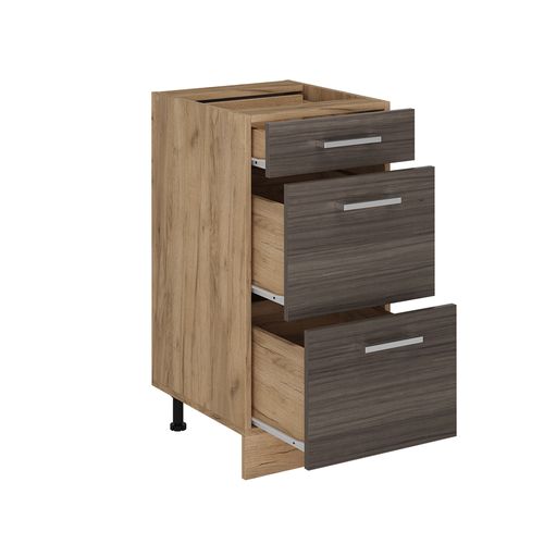 Meuble Cuisine R-line 53447 Gris Noble 40cm Avec Tiroirs, Ap Marbre