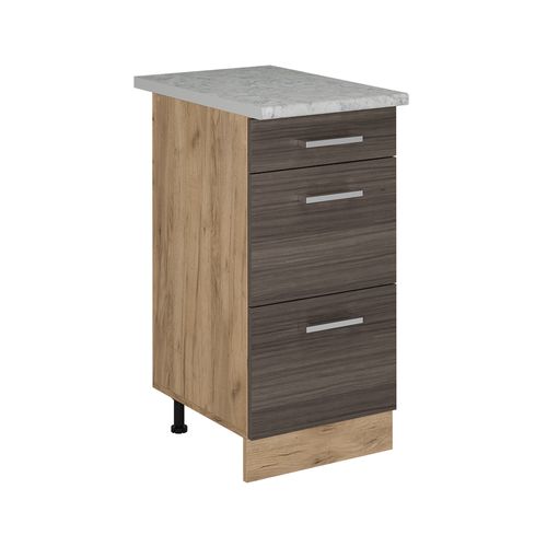 Meuble Cuisine R-line 53447 Gris Noble 40cm Avec Tiroirs, Ap Marbre