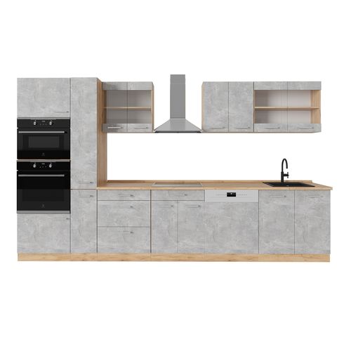 Cuisine R-line 53466 Béton/force Dor Chêne 350cm Sans Pt