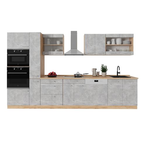 Cuisine R-line 53466 Béton/force Dor Chêne 350cm Sans Pt