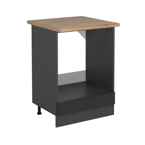 Meuble Pour Four R-line 53490 Anthracite Campagne 60cm , Pt Chêne
