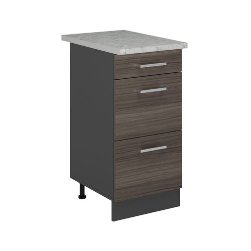 Meuble Cuisine R-line 53517 Gris Noble 40cm Avec Tiroirs, Ap Marbre