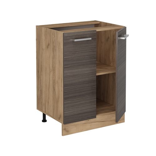 Meuble Bas De Cuisine R-line 53553 Gris Noble 60cm , Pt Chêne