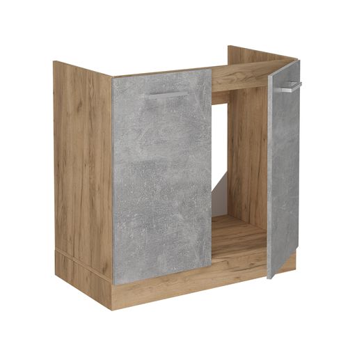 Meuble Bas Sous-évier R-line 53555 Béton 80cm Sans Pt