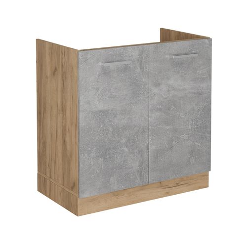 Meuble Bas Sous-évier R-line 53555 Béton 80cm Sans Pt