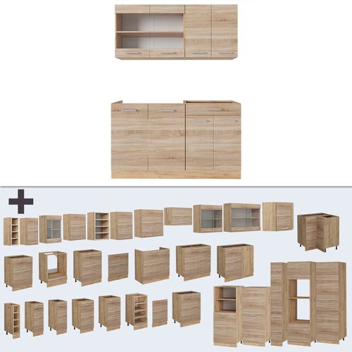 Cuisine R-line 53579 Sonoma/chêne Doré 140cm , Pt Marbre