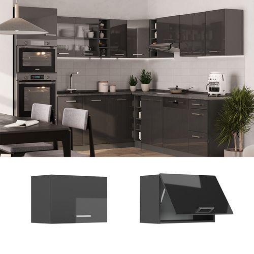 Elément Haut De Cuisine R-line 53608 Anthracite Haute Brillance 60cm Plat