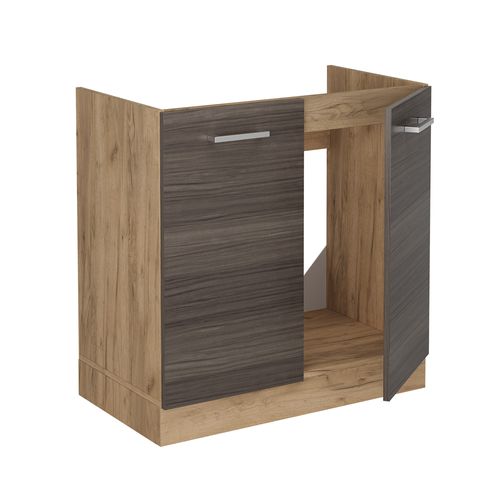 Meuble Bas Sous-évier R-line 53614 Gris Noble 80cm , Pt Anthracite