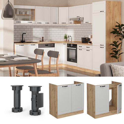 Meuble Bas Sous-évier R-line 53615 Blanc Campagne 80cm Sans Pt