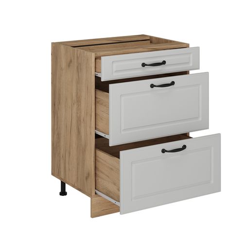 Meuble Cuisine R-line 53684 Blanc Campagne 60cm Avec Tiroirs, Sans Pt