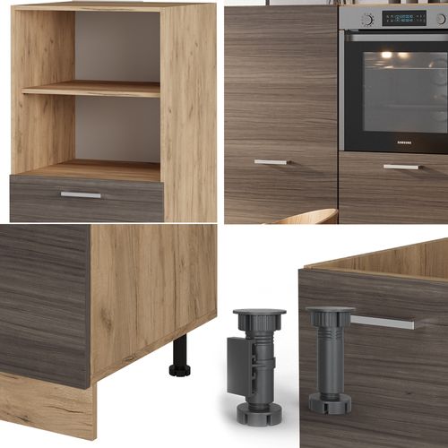 Bloc Cuisine R-line 53708 Gris Noble/chêne Doré 180cm Sans Pt