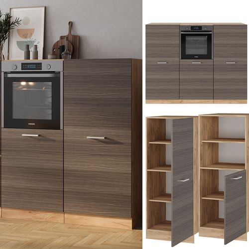 Bloc Cuisine R-line 53708 Gris Noble/chêne Doré 180cm Sans Pt