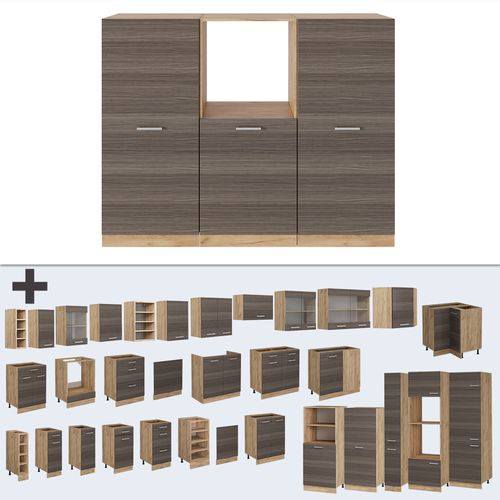 Bloc Cuisine R-line 53708 Gris Noble/chêne Doré 180cm Sans Pt