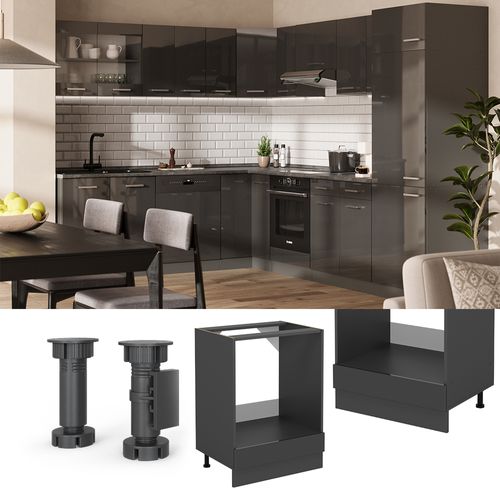 Meuble Pour Four R-line 53785 Anthracite Haute Brillance 60cm Sans Pt