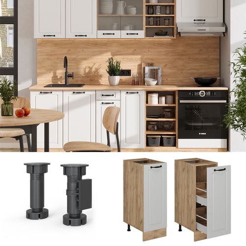 Meuble De Cuisine R-line 53807 Blanc Campagne 30cm , Pt Anthracite