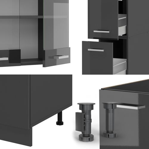 Cuisine Complète  R-line 53838 Anthracite Brillant/anthracite 350cm , Pt Anthracite